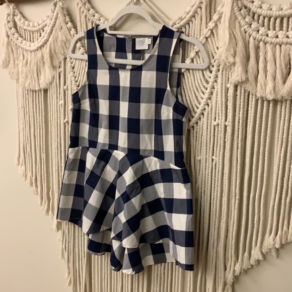 Anthropologie HD in Paris Navy Gingham Peplum - Picture 7 of 10
